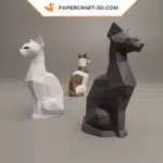 Papercraft Chat Assis en origami papier 3D DIY