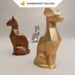 Papercraft Chat Assis en origami papier 3D DIY