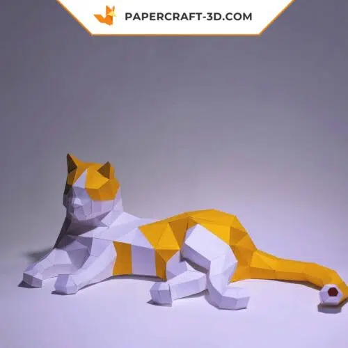 Papercraft Chat dormant origami papier 3D à télécharger en PDF