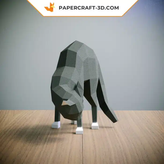 Papercraft Chat Effrayé origami papier 3D