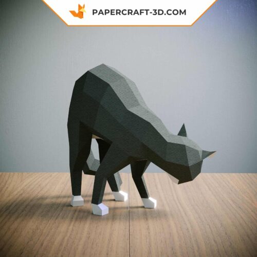 Papercraft Chat Effrayé origami papier 3D