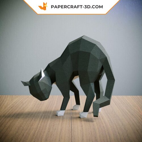 Papercraft Chat Effrayé origami papier 3D