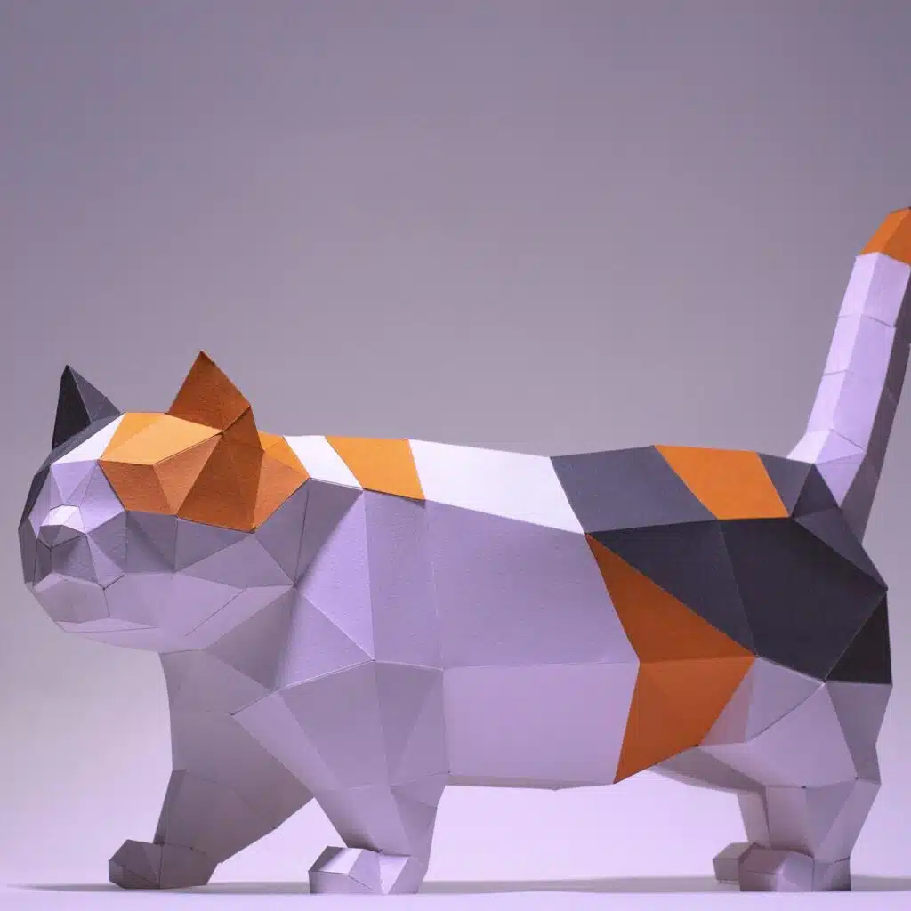 Papercraft chat Munchkin en origami 3D