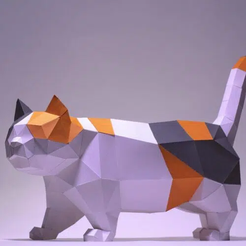 Papercraft chat Munchkin en origami papier 3D à télécharger