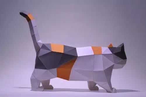Papercraft chat Munchkin en origami papier 3D à télécharger
