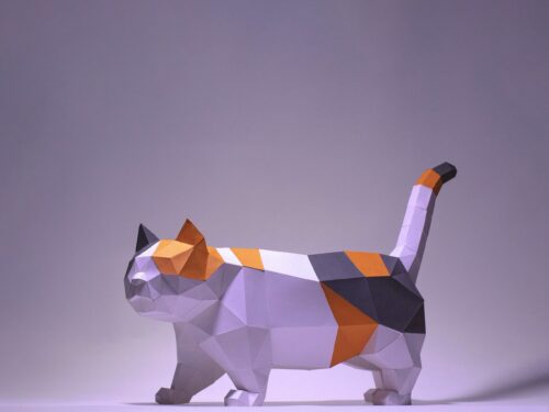 Papercraft chat Munchkin en origami papier 3D à télécharger