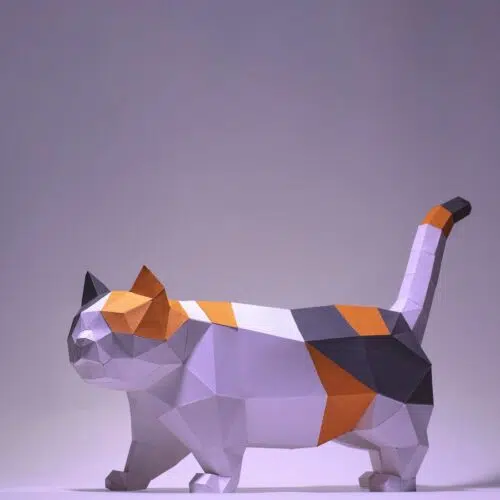 Papercraft chat Munchkin en origami papier 3D à télécharger