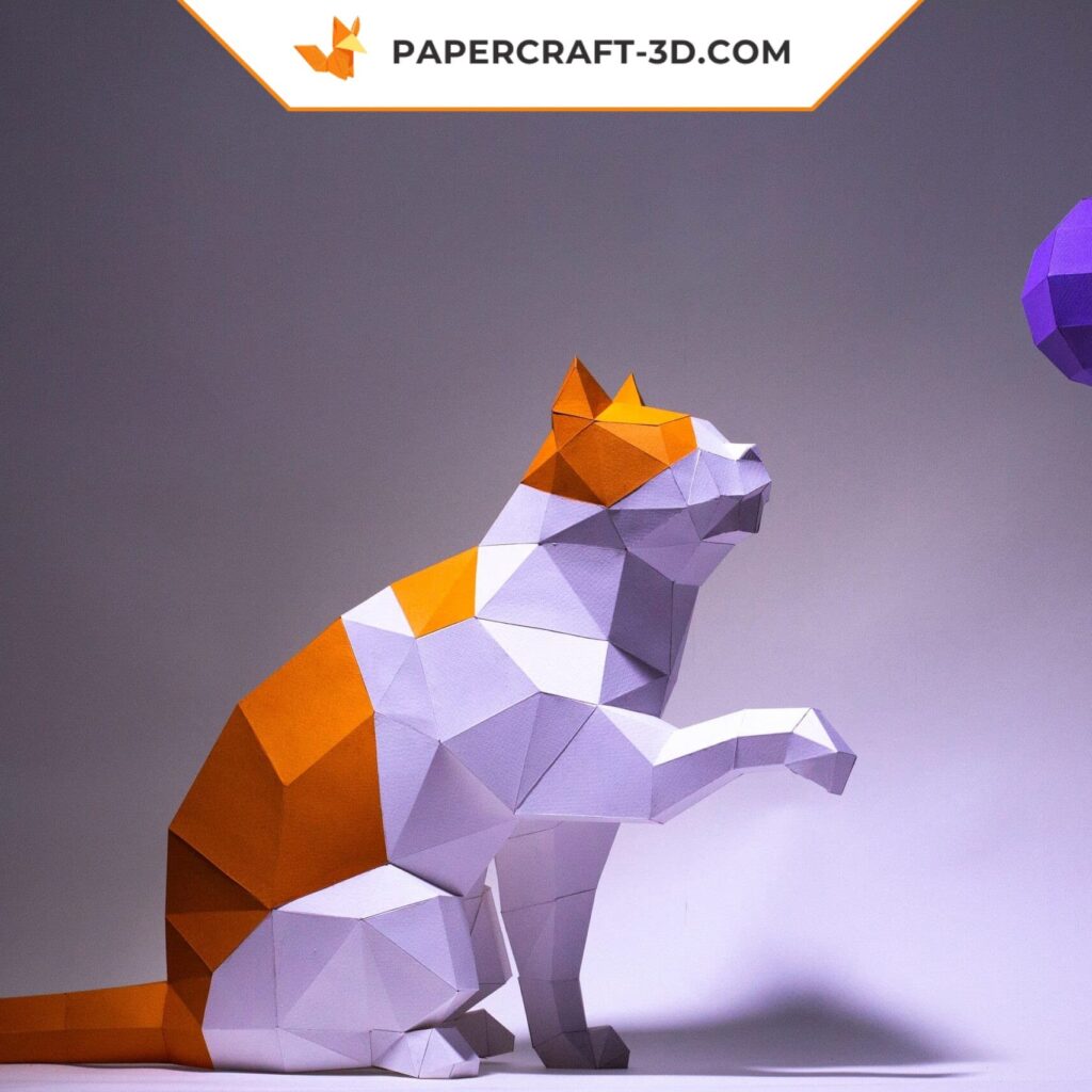 Papercraft de chat en origami 3D