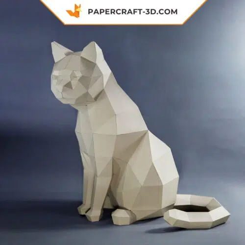 Papercraft chat origami papier 3D modèle digital DIY