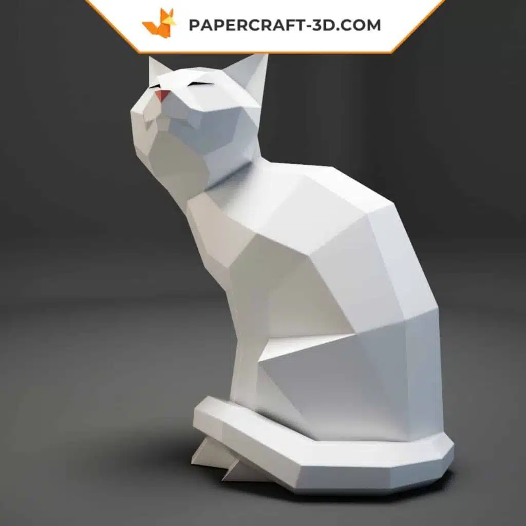 Papercraft de chat en origami 3D