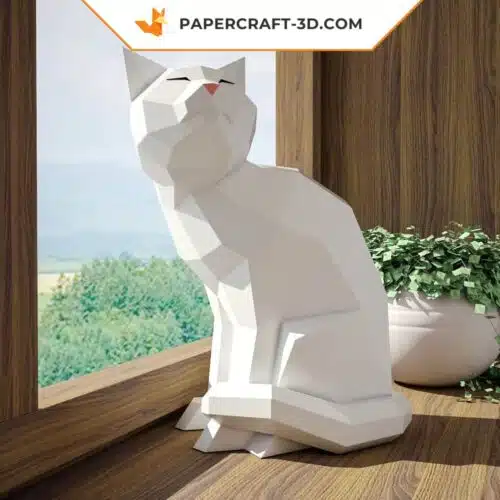 Papercraft of cat in 3D origami