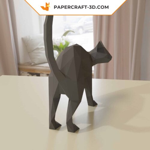 Papercraft chat origami papier 3D pour Halloween