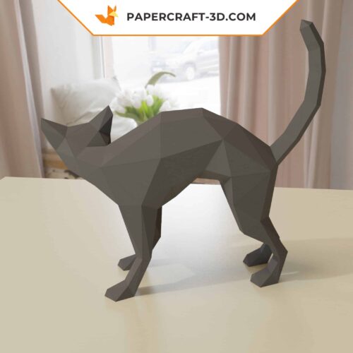 Papercraft chat origami papier 3D pour Halloween