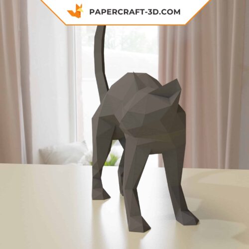 Papercraft chat origami papier 3D pour Halloween