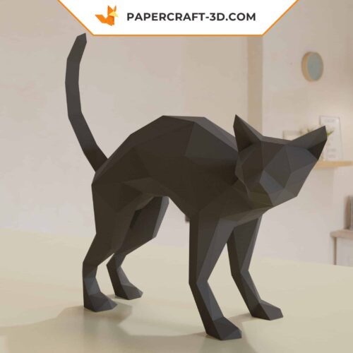 Papercraft chat origami papier 3D pour Halloween