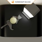 Papercraft chat paresseux en origami papier 3D