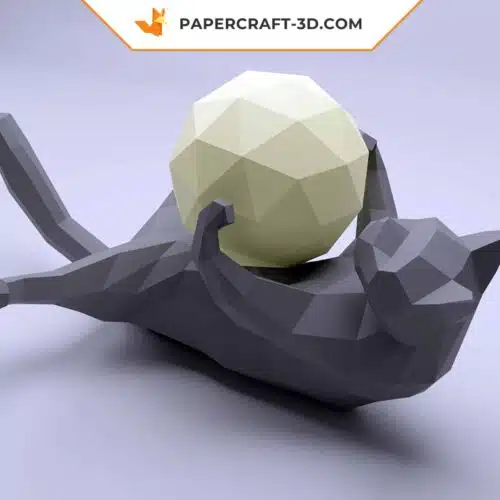 Papercraft chat paresseux en origami papier 3D
