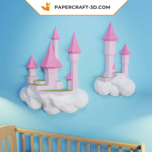 Papercraft Château dans les Nuages origami papier 3D DIY