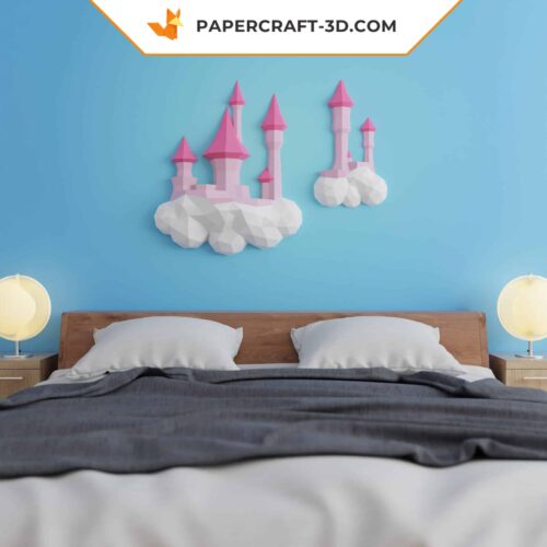 Papercraft Château dans les Nuages origami papier 3D DIY