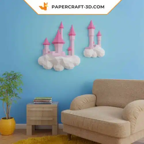 Papercraft Château dans les Nuages origami papier 3D DIY