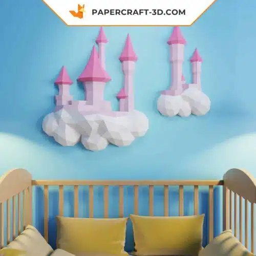 Papercraft Château dans les Nuages origami papier 3D DIY