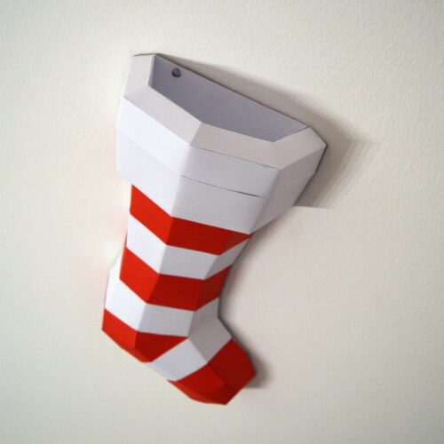 Papercraft Chaussette de Noël en origami papier 3D DIY pour décoration de fêtes