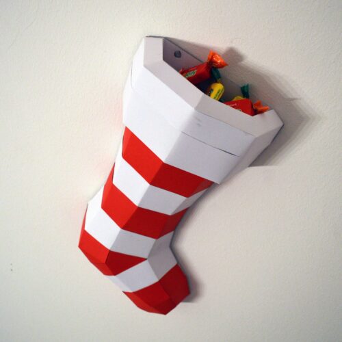 Papercraft Chaussette de Noël en origami papier 3D DIY pour décoration de fêtes