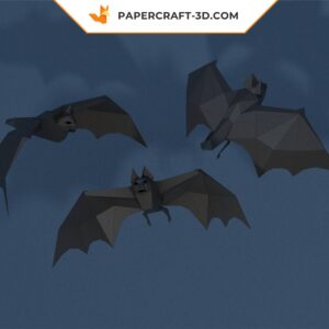 Papercraft Chauve-Souris d’Halloween en Origami Papier 3D