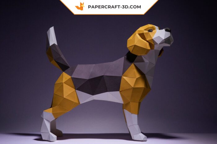 Papercraft chien Beagle origami papier 3D