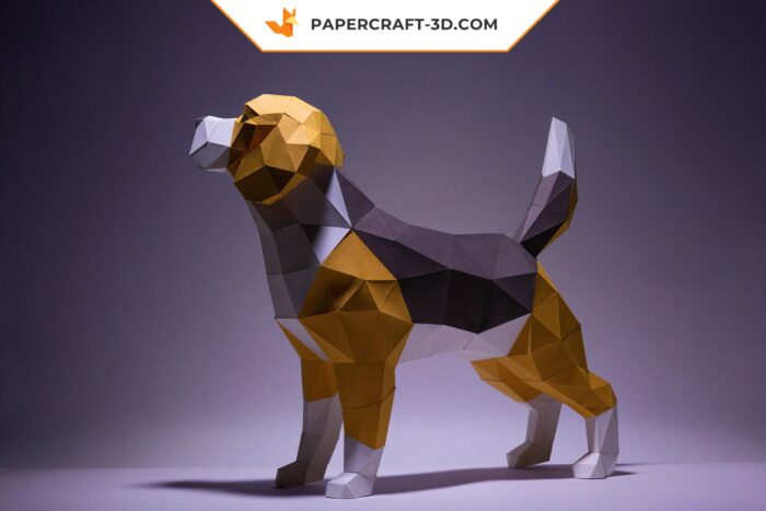 Papercraft chien Beagle origami papier 3D