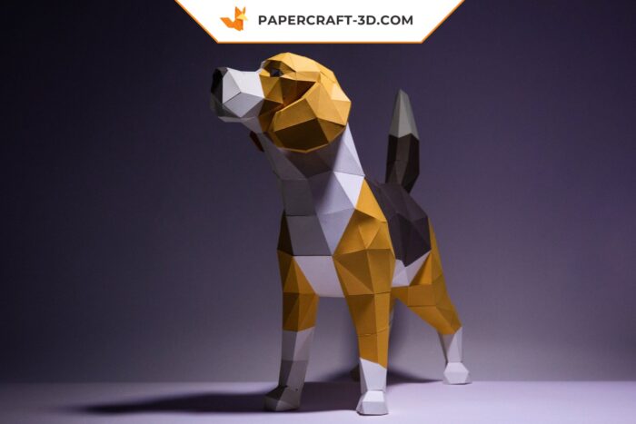 Papercraft chien Beagle origami papier 3D