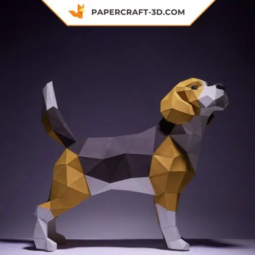 Papercraft Beagle-Hund im 3D-Origami