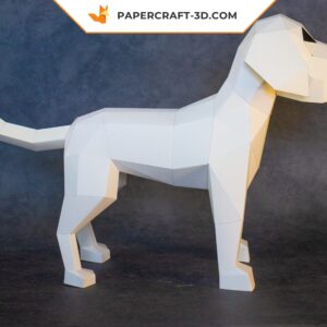 Papercraft chien en origami papier 3D, modèle téléchargeable DIY