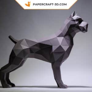 Papercraft chien pit bull origami papier 3D à monter soi-même