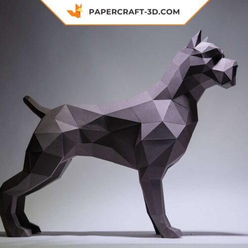 Papercraft chien pit bull origami papier 3D à monter soi-même
