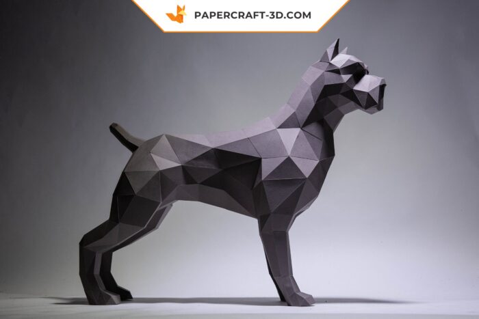 Papercraft chien pit bull origami papier 3D à monter soi-même