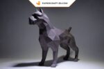 Papercraft chien pit bull origami papier 3D à monter soi-même