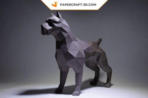 Papercraft chien pit bull origami papier 3D à monter soi-même