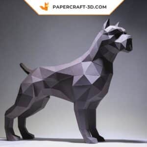 Papercraft chien pit bull origami papier 3D à monter soi-même