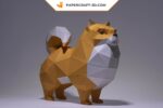 Papercraft chien Pomeranian origami papier 3D