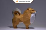 Papercraft chien Pomeranian origami papier 3D