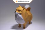 Papercraft chien Pomeranian origami papier 3D