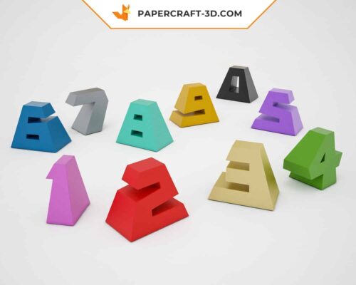 Papercraft chiffres en origami papier 3D pour décoration de fête