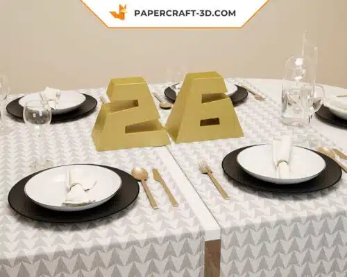 Papercraft chiffres en origami papier 3D pour décoration de fête