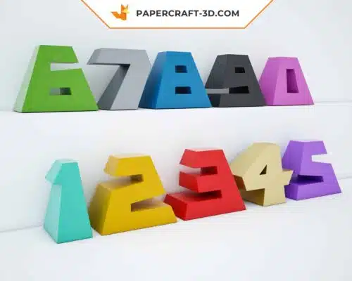 Papercraft chiffres en origami papier 3D pour décoration de fête