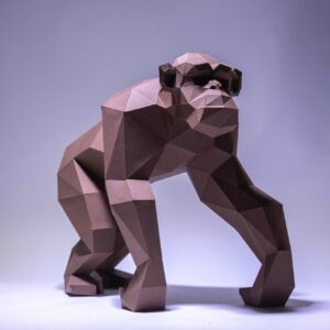 Papercraft Chimpanzé en origami papier 3D à télécharger