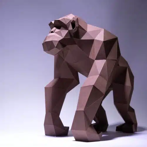Papercraft chimpanzee in 3D origami