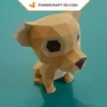 Papercraft chiot en origami papier 3D, modèles et manuels PDF, SVG, DFX