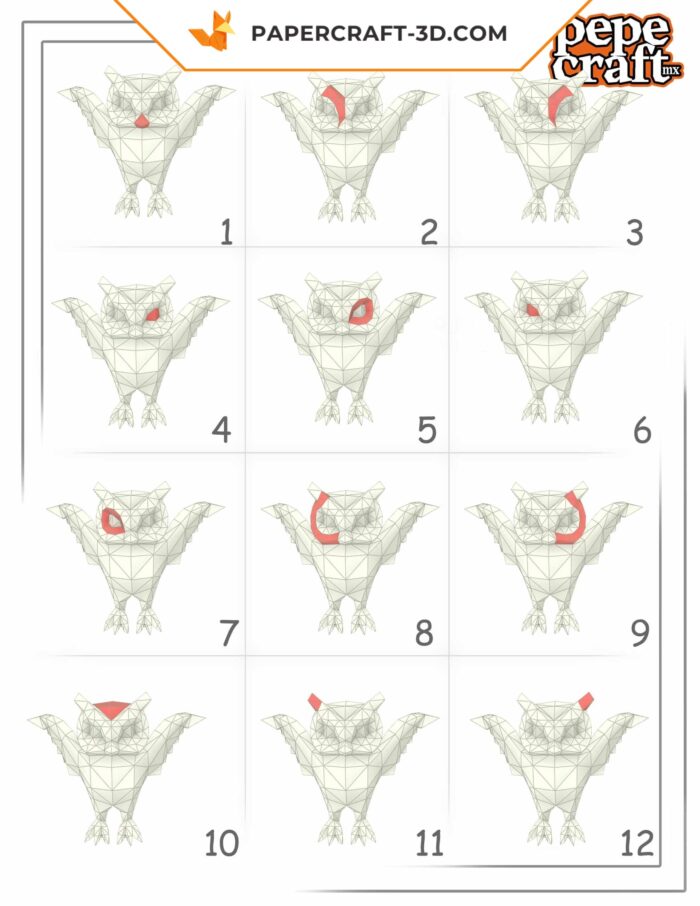 Papercraft chouette sur une branche : modèles de papier et guide pas à pas en PDF