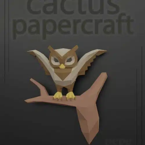 Papercraft chouette sur une branche : modèles de papier et guide pas à pas en PDF